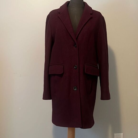 Lands' End Women's Brown Wool Blend Button Front Coat - Picture 1 of 12